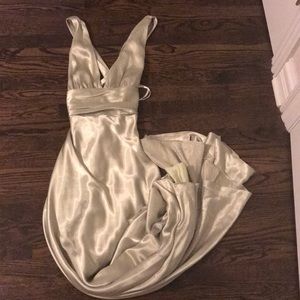 Full length chartreuse dress for a prom or wedding